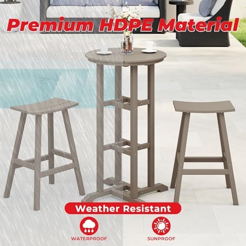 Outdoor Bar Table, Patio Bar Table 3-Pieces Set Bistro Dining Table Pub Table - Image 4
