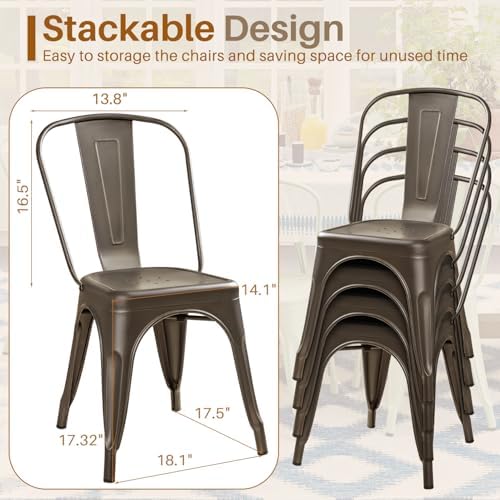 Furmax Metal Dining Chairs Set of 4, - Image 3