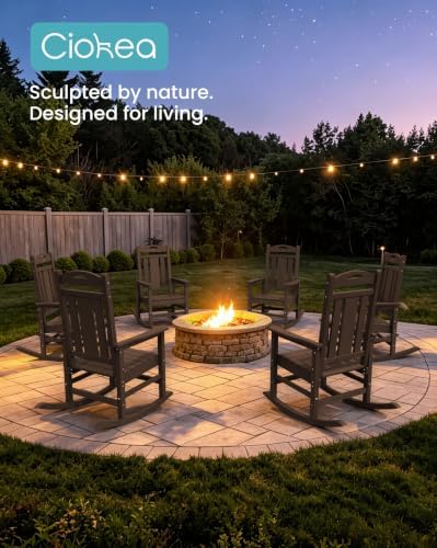 Oversized Outdoor Rocking Chairs Set of 6, 380lbs Heavy-Duty Large Patio Rocker - Image 4