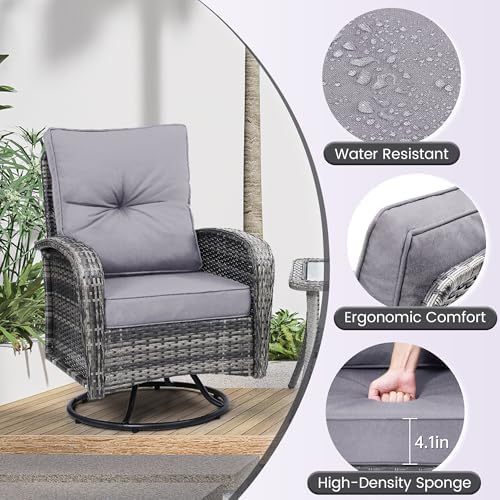 Luxury Outdoor Swivel Wicker Glider Patio Chairs - Image 6