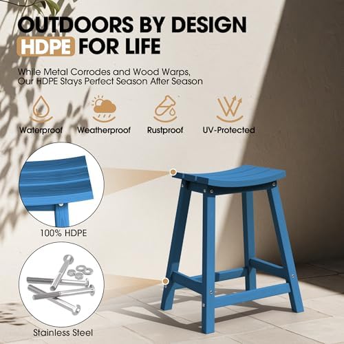 Ciokea 24" Outdoor Counter Height Bar Stools Set of 2 - Image 4