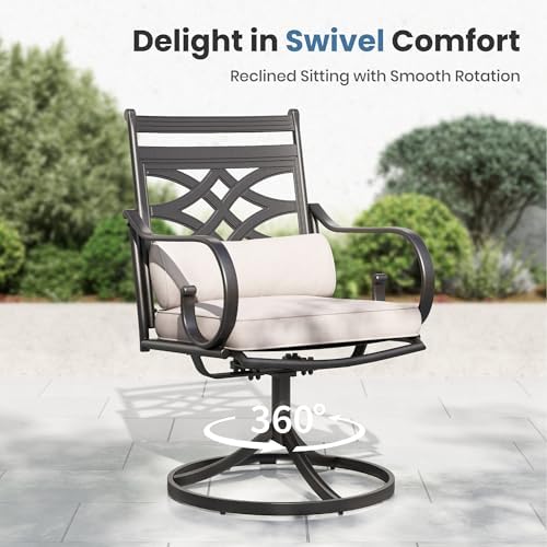PHI VILLA Patio Dining Set, for 6, Swivel Chairs - Image 4