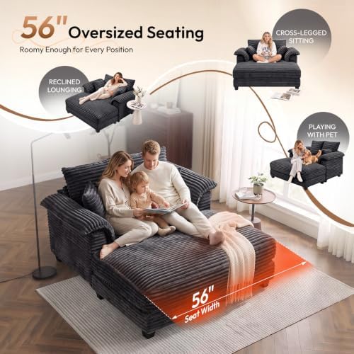 VINGLI 56" Wide Oversized Chaise Lounge Chair - Image 3