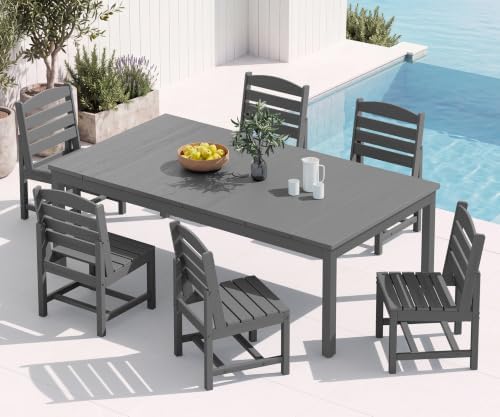 SERWALL Outdoor Dining Set, 7 Piece Armless Dining Set by SERWALL