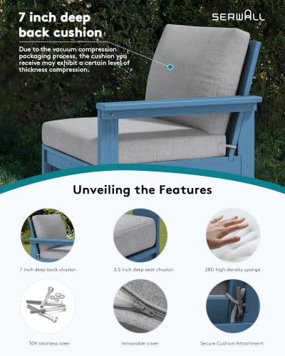 SERWALL HDPE Outdoor Patio Furniture Set Outdoor Couch - Image 4