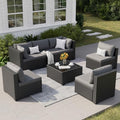 Patio Furniture Set, 7-Piece Outdoor Wicker Sectional Sofa by VonzoyHome