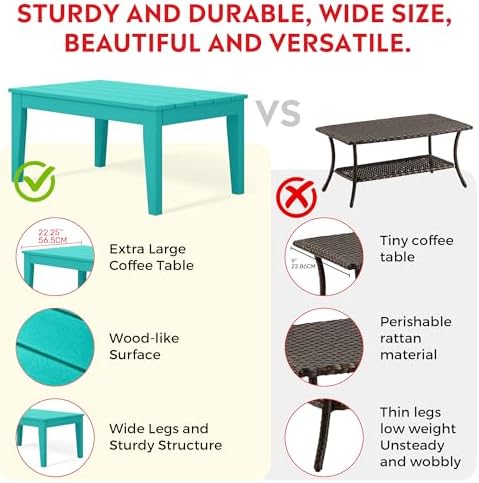 Adirondack Outdoor Coffee Table, HDPE Drink Table Weather Resistant, Patio - Image 4