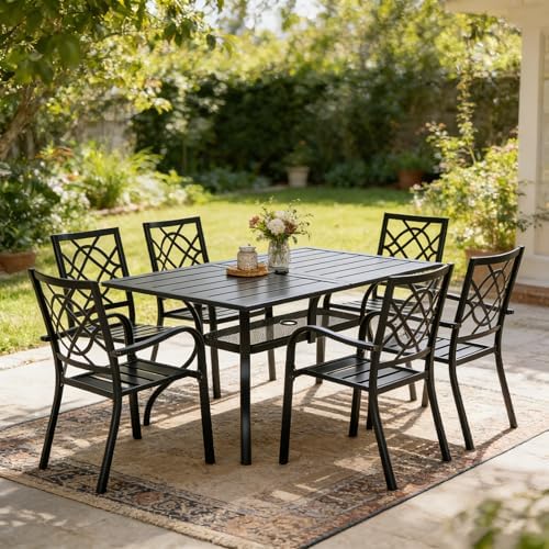 7-Piece Outdoor Wrought Iron Chairs and Table Patio Dining Furniture Set - Image 6