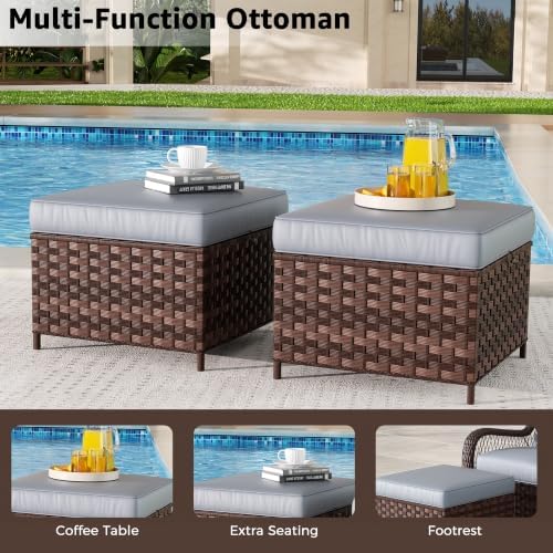Patio Furniture Set with Chairs, All-Weather Outdoor Wicker Sofa with Ottomans - Image 6