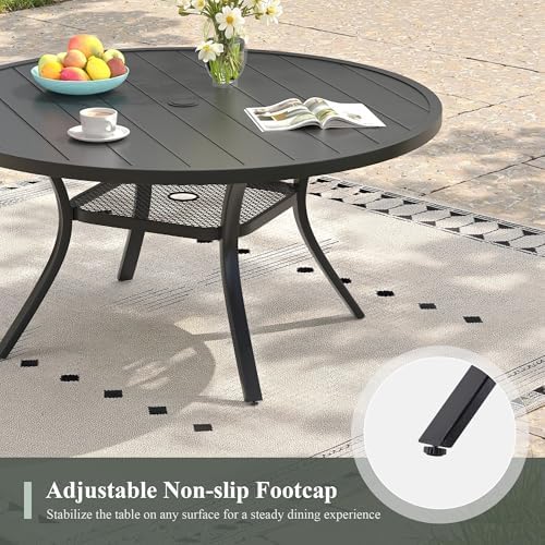 7 Pieces Outdoor Dining Set, Stackable Textilene Paito Chairs & 47.2" Round - Image 5