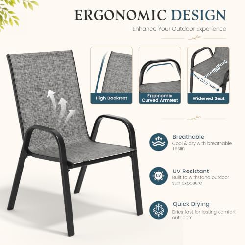 7PCS Patio Dining Set, Steel Table & 6 Textilene Chairs - Image 6