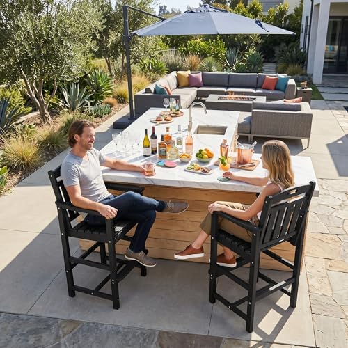 Ciokea Bar Height Adirondack Chair, 380lbs Heavy Duty Tall Bar Chair Patio Stool - Image 2