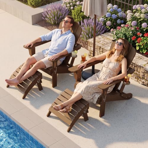 Domi Adirondack Ottoman Footstool, HDPE Outdoor Ottoman Foot Rest - Image 7