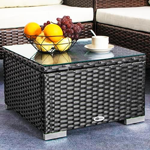 DIMAR GARDEN Outdoor Coffee Table Wicker Patio Side Table by DIMARGARDEN