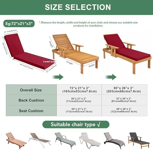 Chaise Lounge Cushions Outdoor - Image 3