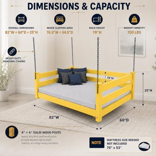Amish Made Canary Yellow Full Bed Hanging Daybed Made in USA - Image 2