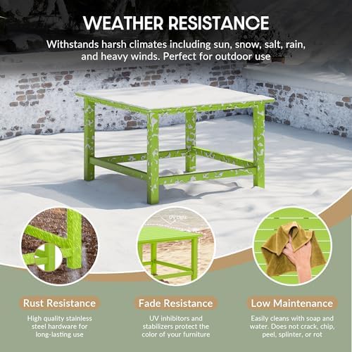 Malibu Low Outdoor HDPE Square Patio Coffee Table - Image 4