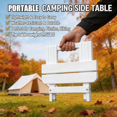 Folding Outdoor Side Table, Small HDPE Patio Table, All-Weather Compact - Image 4