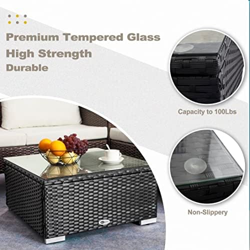 DIMAR GARDEN Outdoor Coffee Table Wicker Patio Side Table - Image 4