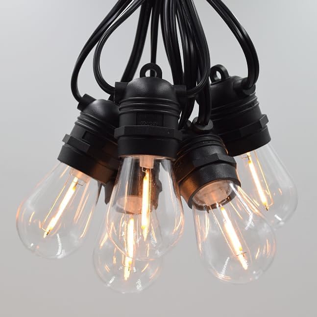 Hometown Evolution, Inc. E26 Commercial String Lights with 16 Gauge Wire (S14 LED Plastic, 50 Foot 25 Socket)
