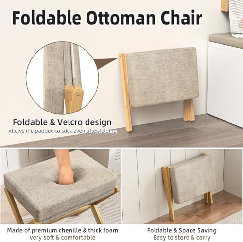 Foldable Foot Stool Ottoman, Modern Foot Rest - Image 4