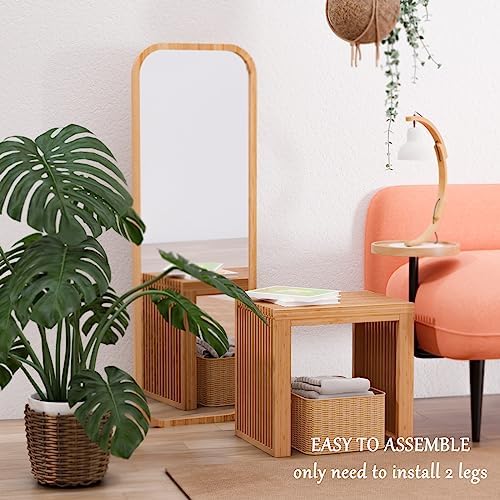 Bamboo Dining Bench 35" Indoor Wooden Shoe Benches - Image 6