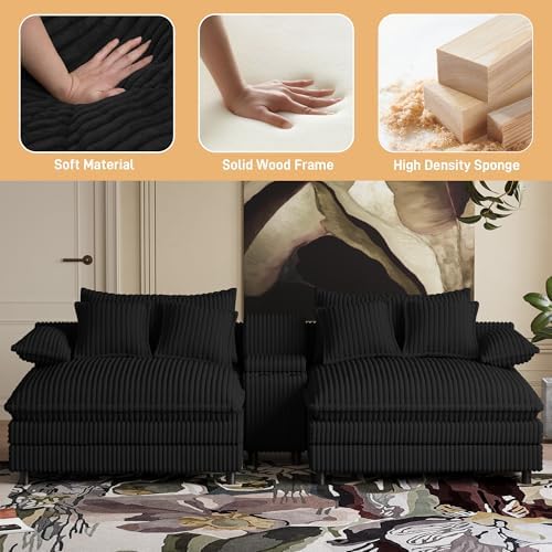 114" Oversized Double Chaise Lounge, Corduroy Sofa Bed - Image 5