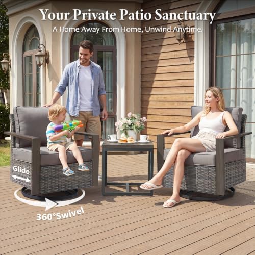 Patio Furniture Set, 5-Piece Beige Outdoor Conversation Set Metal Arm - Image 4