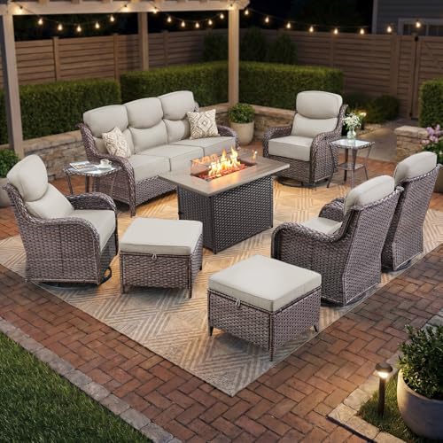 Luxury Swivel Rocker Chairs Fire Pit Set by Artfurniz