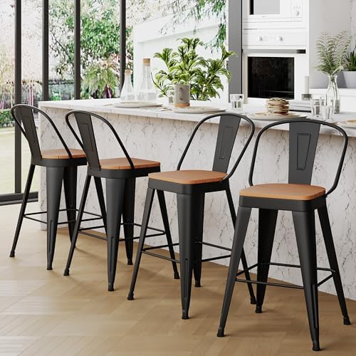 Metal Bar Stools Set of 4 Counter Height Chairs - Image 4