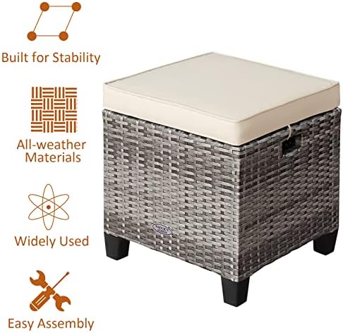 RELAX4LIFE 2-Piece Patio Rattan Ottomans - Image 7