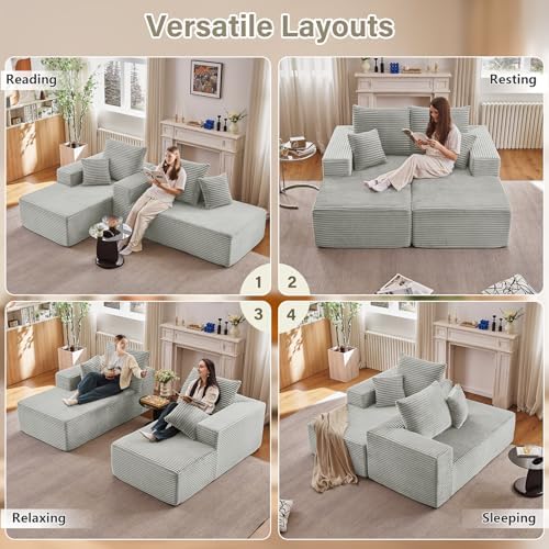 70.8" Oversized Double Chaise Lounge Indoor, Upholstered Deep Seat Cloud Couch - Image 3