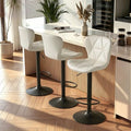 Nalupatio Modern Bar Stools Set of 3, Adjustable Faux Leather Upholstered by Nalupatio