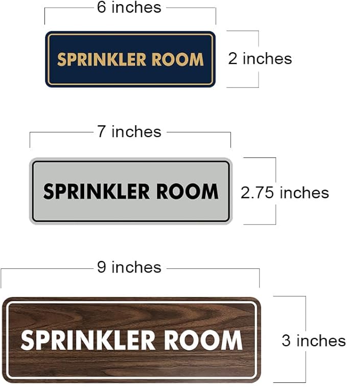 Signs ByLITA Standard Sprinkler Room Sign (Ivory/Dark Brown) - Large 2 Pack