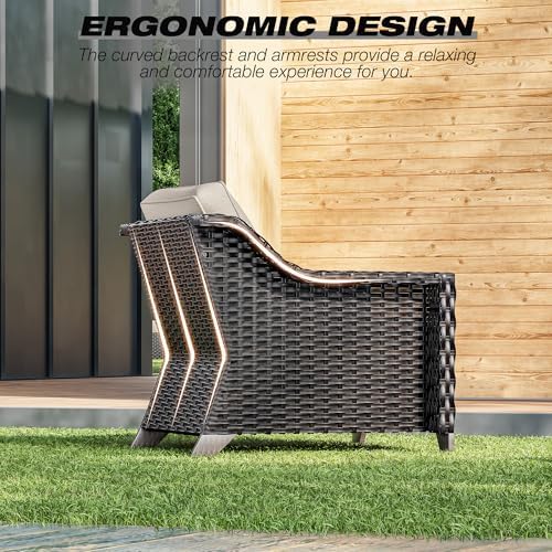 Wicker Patio Chairs Set of 2, Outdoor Rattan Furniture - Image 5