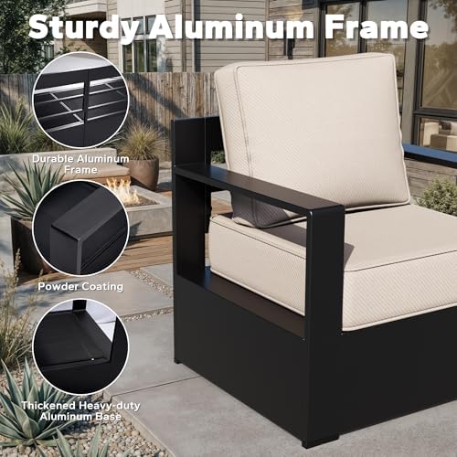 Outdoor Aluminum Furniture Set, 4-Piece Patio Conversation Set, 2 Chairs - Image 4