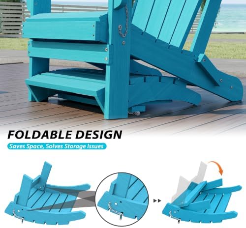 Domi Adirondack Ottoman Footstool, HDPE Outdoor Ottoman Foot Rest - Image 3