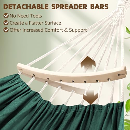 Chihee Cotton Blend Hammock 106 x 59 in 660 lb Detachable Spreader Bars - Image 3