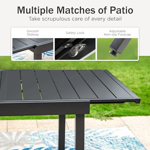 PHI VILLA Outdoor Dining Set for 8, Expandable Patio Table & Swivel Chairs - Image 3