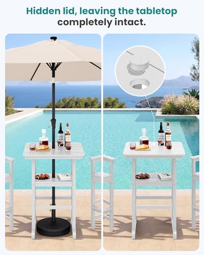 SERWALL 3 Pcs HDPE Bar Height Chairs and Double Layer Pub Table Set - Image 2