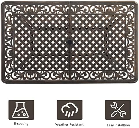 VINGLI 6-Person Outdoor Dining Table, Cast Aluminum Patio Dining Table - Image 5