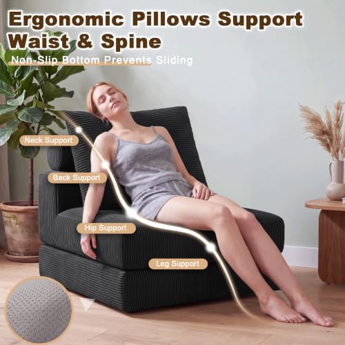 Folding Sofa Bed, 3-in-1 Convertible Sleeper Chair Bed - Image 5