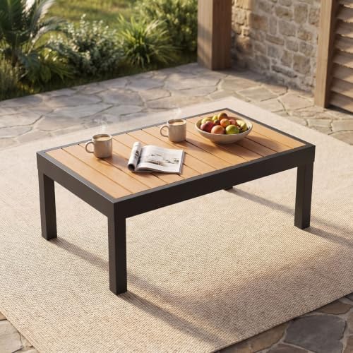 Outdoor Side Table, Aluminum Frame Patio End Table by VANRIOSBathroomMirror
