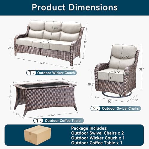 Luxury 4 Pieces Patio Furniture Set-Outdoor Swivel Rocker Patio Chairs - Image 2