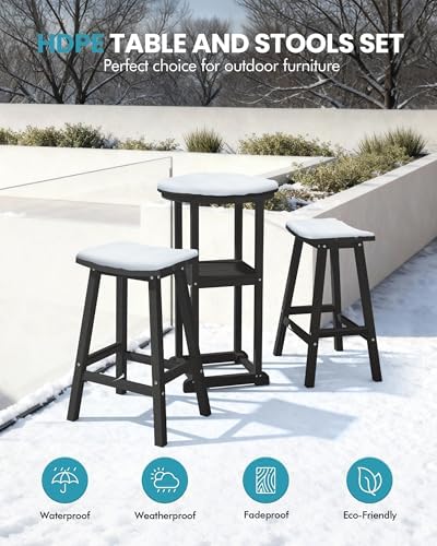 Ciokea 3 Pcs Outdoor Bar with Stools, Space-Saving Round Bistro Set, High-Top - Image 7