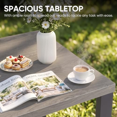 Small Outdoor Side Table: 50 Lbs Weight Capacity Square Metal Patio Side Table - Image 3