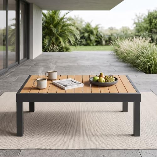 Outdoor Side Table, Aluminum Frame Patio End Table - Image 3