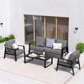 Aluminum Outdoor Patio Furniture Set, 4 Piece Sectional Coversation Sets by Makeyourlifebetter