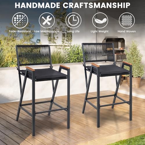Sundale Outdoor Wicker Bar Stool, Counter Height Patio Chair - Image 5