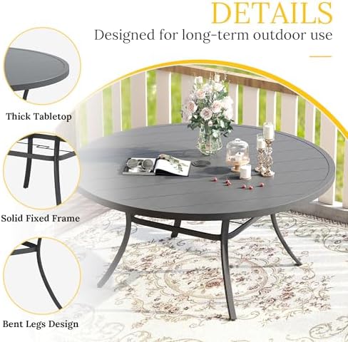 VICLLAX 63" Outdoor Round Patio Table - Image 4
